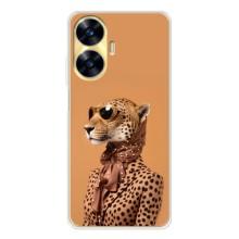 Чехол с принтом стильные животные для Реалми С56 (Стильный леопард)
