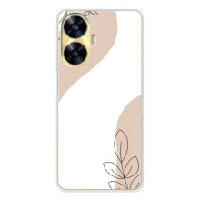 Силиконовый чехол с принтом в цветах на Realme C56 – Нюдовый дизайн