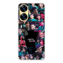Чехол Гра в кальмара для Realme C56 – Коллаж игры кальмара