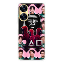 Чехол Гра в кальмара для Realme C56 – Персонажи игры кальмара