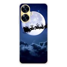 Новогодние Чехлы для Реалми С56 (VPrint) (Санта - луна)