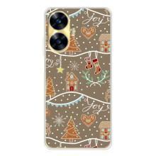 Новогодние, Праздничные Чехлы для Realme C56 - 2024 год (Новогодние пряники)