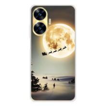 Новогодние, Праздничные Чехлы для Realme C56 - 2024 год (Санта на луне)