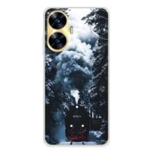 Новогодние, Праздничные Чехлы для Realme C56 - 2024 год (Зимний поезд)