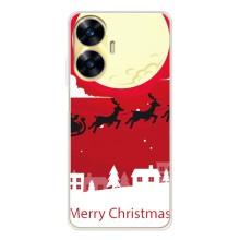 Рождественские Чехлы для Realme C56 (VPrint) (Санта с оленями)