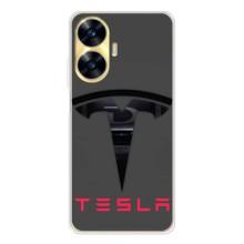 Силиконовый бампер с картинкой машины на Realme C56 – Logo TESLA