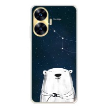 Силиконовый бампер с картинкой животных для Realme C56 (Медведица)