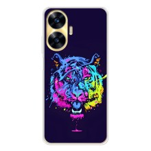 Силиконовый бампер с картинкой животных для Realme C56 (Тигр-Арт)