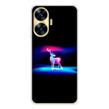 Силиконовый бампер с картинкой животных для Realme C56 (Яркий олень)