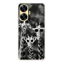 Силиконовый чехол с КАРТИНКАМИ лето для Realme C56 (AlphaPrint) (Жирафы в очках)