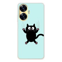 Силиконовый чехол с котиком для Realme C56 (Падающий кот)