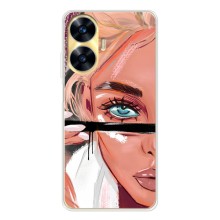 Силиконовый Чехол на Realme C56 с картинкой Стильных Девушек (Девушка и ресницы)
