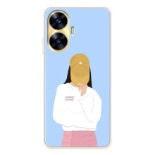 Силиконовый Чехол на Realme C56 с картинкой Стильных Девушек (Желтая кепка)