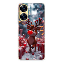Яркий чехол для Realme C56 с Зимними Оленятами – Олень среди подарков