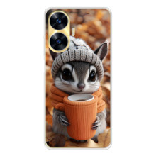 Печатный чехол «Зверята с кофе» для Realme C56