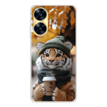 Печатный чехол «Зверята с кофе» для Realme C56 – Тигр с кофе