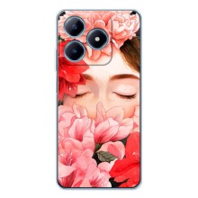 Чехлы (ART) Цветы на Realme C61 (VPrint) (Глаза в цветах)