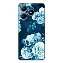Чехлы (ART) Цветы на Realme C61 (VPrint) (Голубые Бутоны)