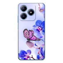 Чехлы с Цветами для Realme C61 (VPrint) (Бабочка на цветочке)