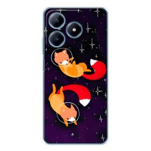 Чехлы с картинкой Лисички для Realme C61 (VPrint) (Лисички космонавты)