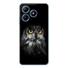 Чохли з принтом СОВИ для Realme C61 – Сова на чорному