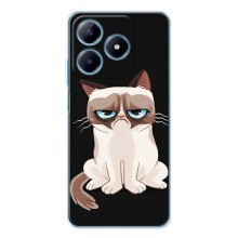 Чехол с принтом для Realme C61 (AlphaPrint) Модные коты (Грустный кот)