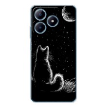 Чехол с принтом для Realme C61 (AlphaPrint) Модные коты (Котик и луна)