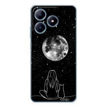 Чехол с рисунком кот на Realme C61 (Девушка с котом)