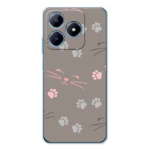 Чехол с рисунком кот на Realme C61 (Лапы и усы)
