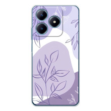 Силиконовый чехол с принтом в цветах на Realme C61 – Фиолетовый дизайн