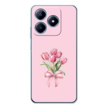 Чехол с розовым рисунком для Realme C61 (Букет цветов)