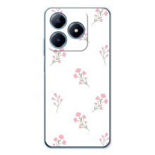 Чехол с розовым рисунком для Realme C61 (Розовые цветы)