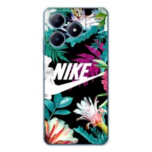 Силиконовый Чехол на Realme C61 с картинкой Nike (Цветочный Nike)