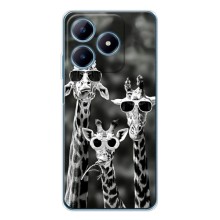 Силиконовый чехол с КАРТИНКАМИ лето для Realme C61 (AlphaPrint) (Жирафы в очках)