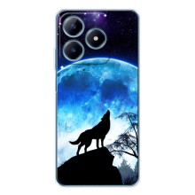 Защитные чехлы для Реалми С61 (AlphaPrint) (ХИТ продаж) ВОЛК (Волк на луну)