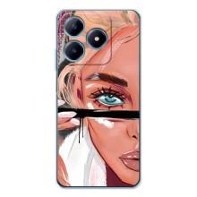 Силиконовый Чехол на Realme C61 с картинкой Стильных Девушек – Девушка и ресницы