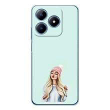 Силиконовый Чехол на Realme C61 с картинкой Стильных Девушек – В шапке