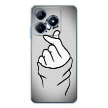 Чехол с принтом для Realme C63 4G (AlphaPrint - Знак сердечка)