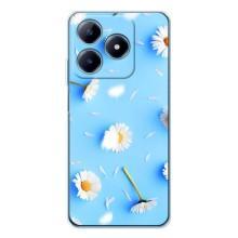 Чохол з Квітами для Realme C63 4G (ромашки на блакитному)