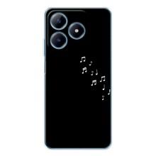 Чехол с картинками на черном фоне для Realme C63 4G – Ноты