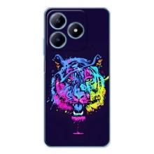 Силиконовый бампер с картинкой животных для Realme C63 4G (Тигр-Арт)