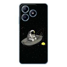 Силиконовый Чехол с принтом "Космонавты" на Realme C63 4G – Космонавт на рыбалке