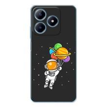 Силиконовый Чехол с принтом "Космонавты" на Realme C63 4G – Космонавт с шариками