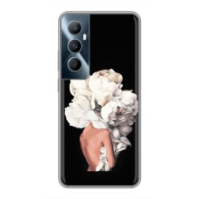 Чехлы (ART) Цветы на Realme C65 (VPrint) (Белые цветы)