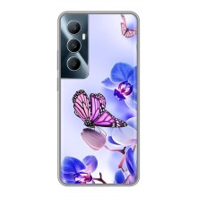 Чехлы с Цветами для Realme C65 (VPrint) (Бабочка на цветочке)