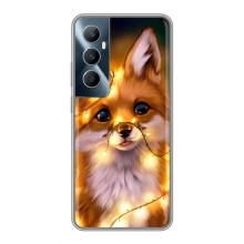 Чехлы с картинкой Лисички для Realme C65 (VPrint) (Лисичка в гирляндах)