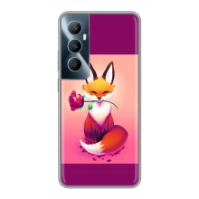 Чехлы с картинкой Лисички для Realme C65 (VPrint) (Лисичка с розочкой)