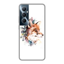 Чехлы с картинкой Лисички для Realme C65 (VPrint) (Лисичка в цветочках)