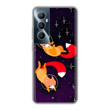 Чехлы с картинкой Лисички для Realme C65 (VPrint) (Лисички космонавты)