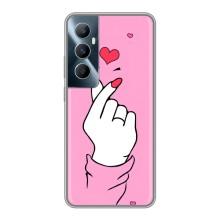 Чехол с принтом для Realme C65 (AlphaPrint - Знак сердечка)